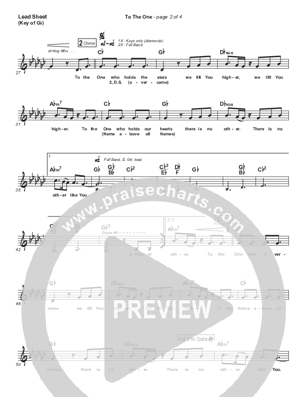 To The One Lead Sheet (Melody) (UPPERROOM / Meredith Mauldin / Oscar Gamboa / Beau Maddox)