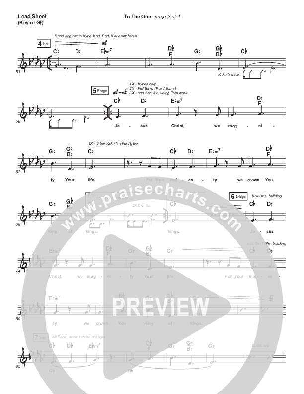 To The One Lead Sheet (Melody) (UPPERROOM / Meredith Mauldin / Oscar Gamboa / Beau Maddox)