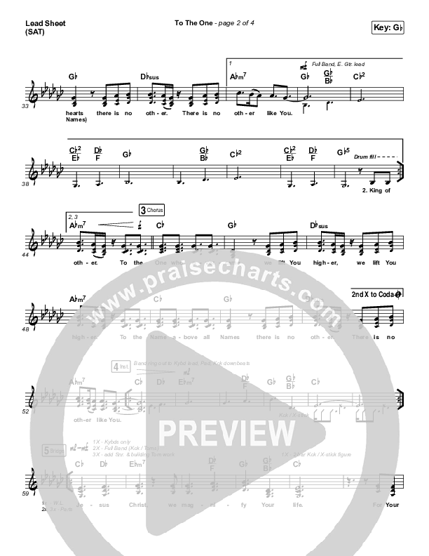 To The One Lead Sheet (SAT) (UPPERROOM / Meredith Mauldin / Oscar Gamboa / Beau Maddox)