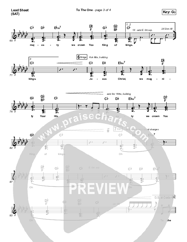 To The One Lead Sheet (SAT) (UPPERROOM / Meredith Mauldin / Oscar Gamboa / Beau Maddox)