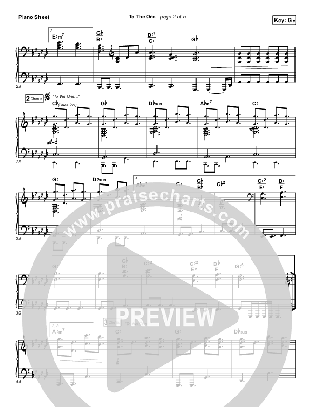 To The One Piano Sheet (UPPERROOM / Meredith Mauldin / Oscar Gamboa / Beau Maddox)