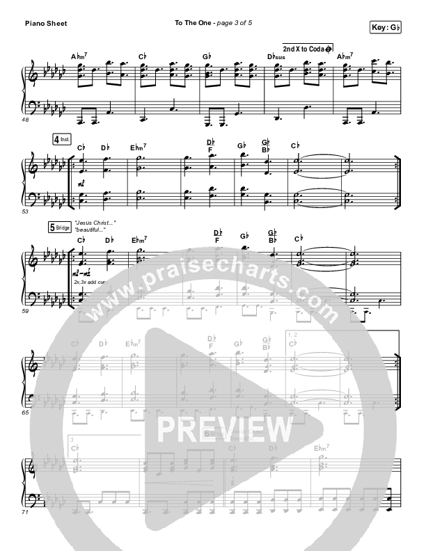 To The One Piano Sheet (UPPERROOM / Meredith Mauldin / Oscar Gamboa / Beau Maddox)