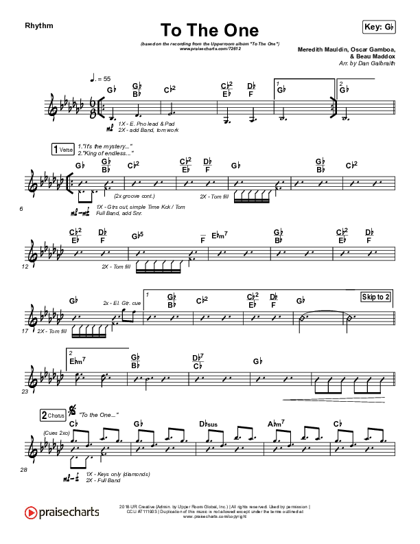 To The One Rhythm Chart (UPPERROOM / Meredith Mauldin / Oscar Gamboa / Beau Maddox)