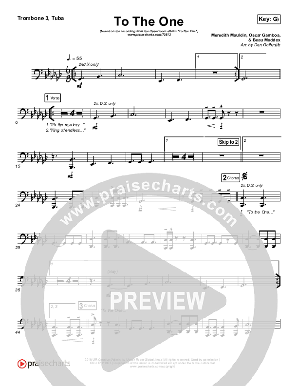 To The One Trombone 3/Tuba (UPPERROOM / Meredith Mauldin / Oscar Gamboa / Beau Maddox)