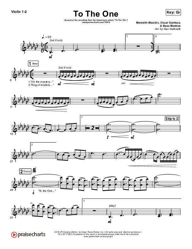 To The One Violin 1/2 (UPPERROOM / Meredith Mauldin / Oscar Gamboa / Beau Maddox)