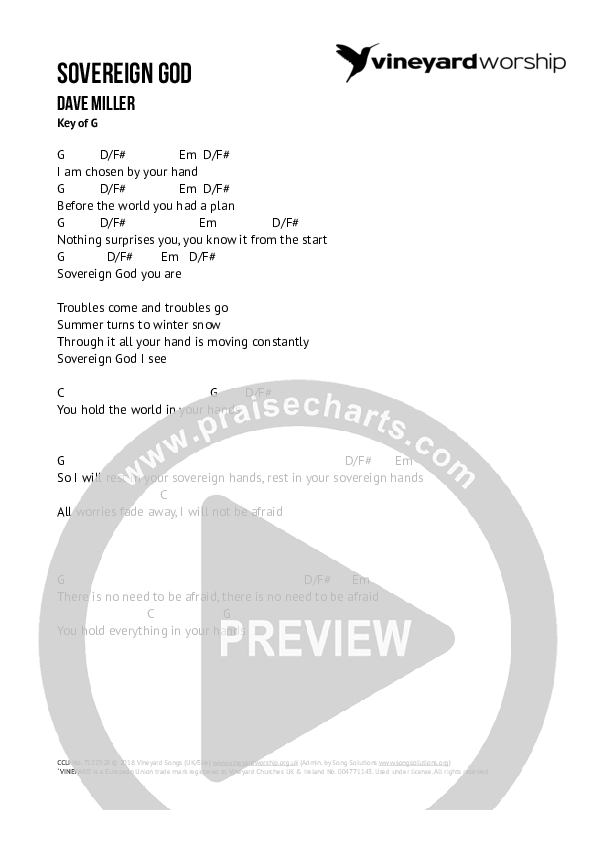 Sovereign God Chords & Lyrics (Dave Miller)