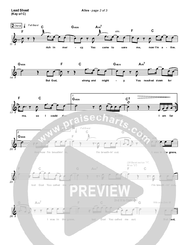 Alive Lead Sheet (Melody) (Big Daddy Weave)