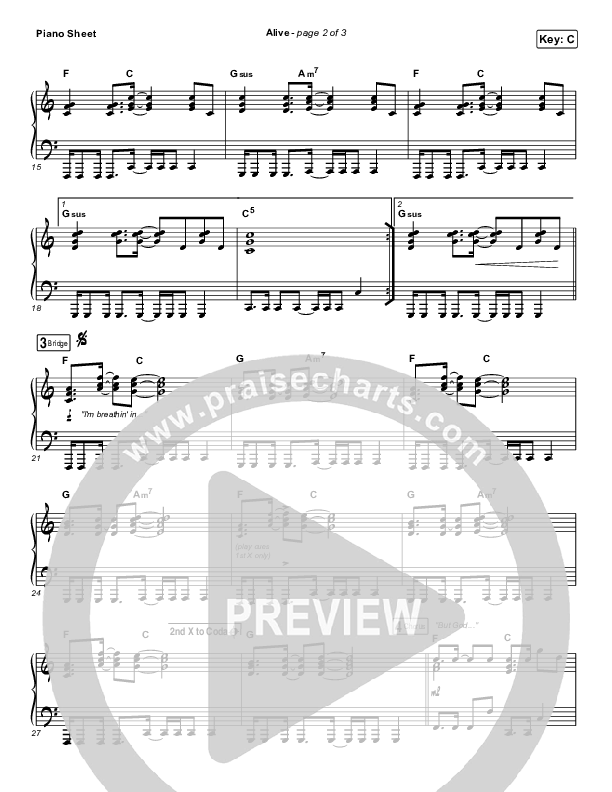 Alive Piano Sheet (Big Daddy Weave)