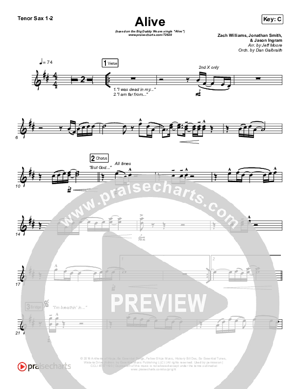 Alive Tenor Sax 1/2 (Big Daddy Weave)