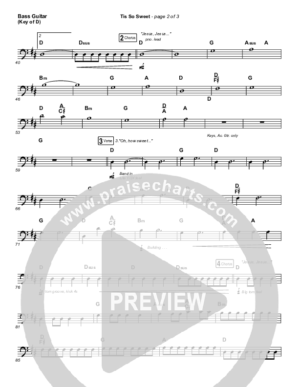 Tis So Sweet To Trust In Jesus (Live) Bass Guitar (Shane & Shane)