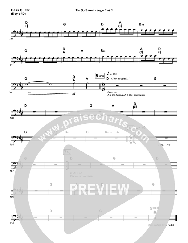 Tis So Sweet To Trust In Jesus (Live) Bass Guitar (Shane & Shane)