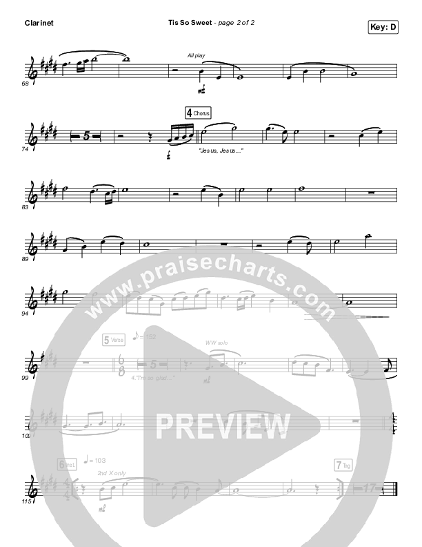 Tis So Sweet To Trust In Jesus (Live) Clarinet (Shane & Shane)