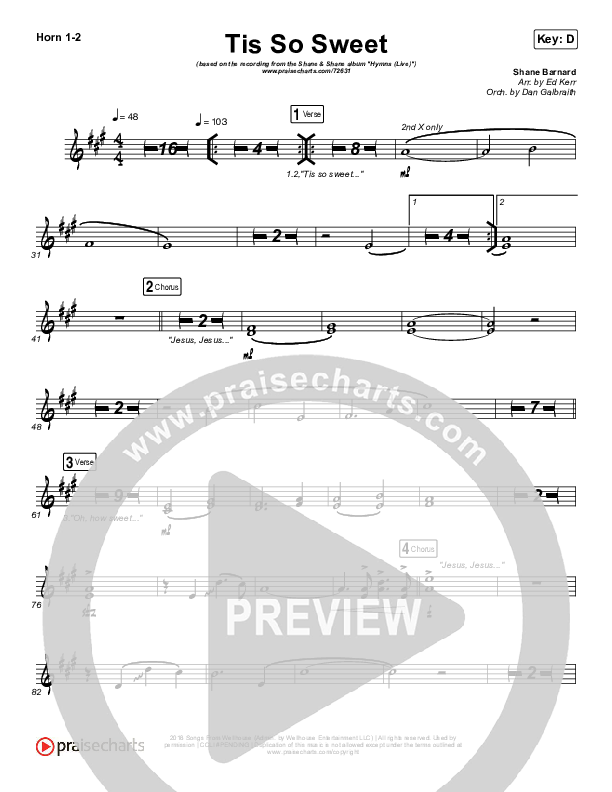 Tis So Sweet To Trust In Jesus (Live) Brass Pack (Shane & Shane)