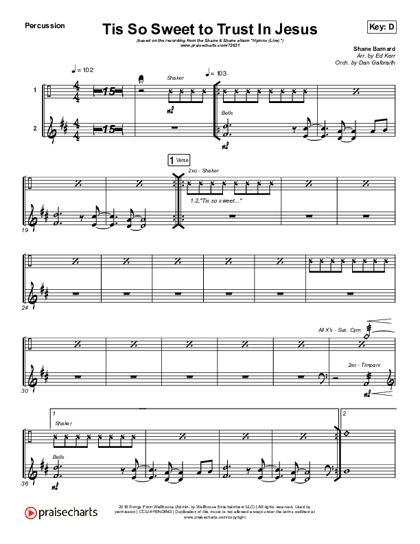 Tis So Sweet To Trust In Jesus (Live) Percussion (Shane & Shane)