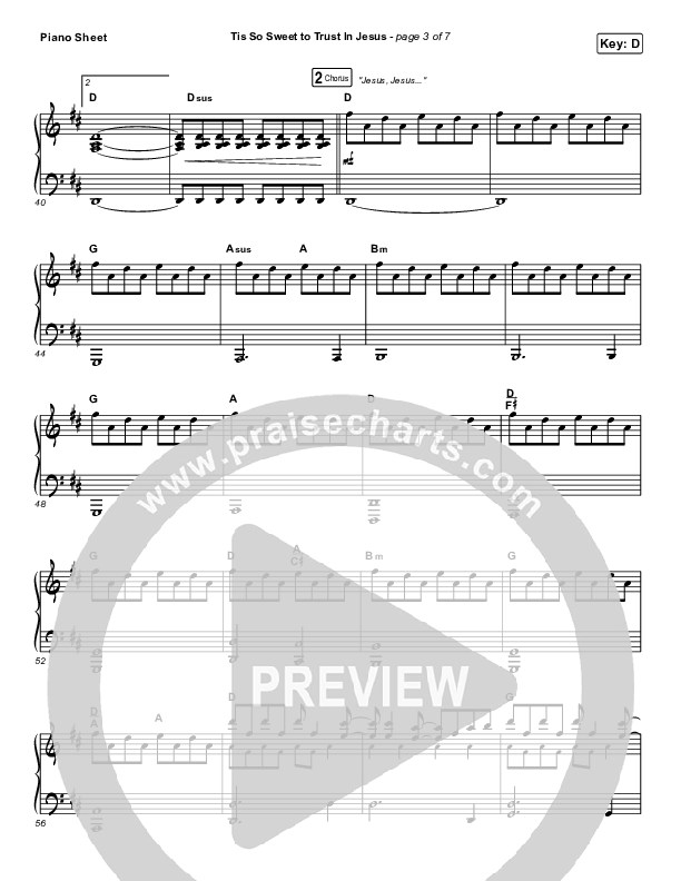 Tis So Sweet To Trust In Jesus (Live) Piano Sheet (Shane & Shane)