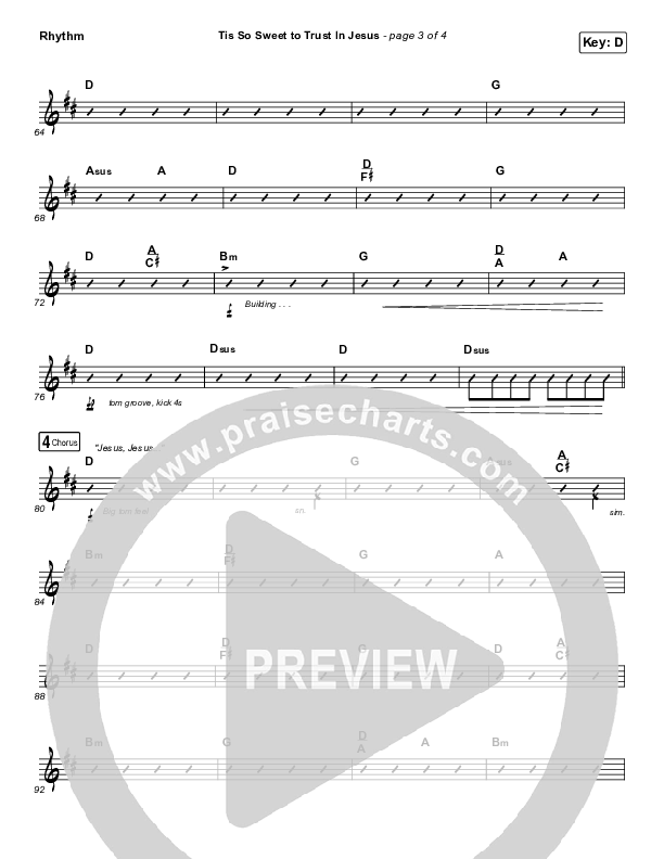 Tis So Sweet To Trust In Jesus (Live) Rhythm Chart (Shane & Shane)