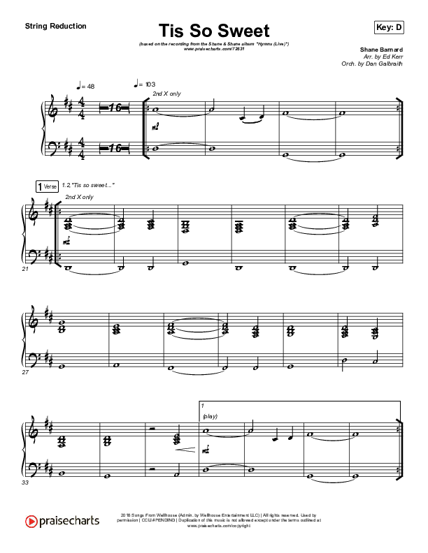 Tis So Sweet To Trust In Jesus (Live) Synth Strings (Shane & Shane)