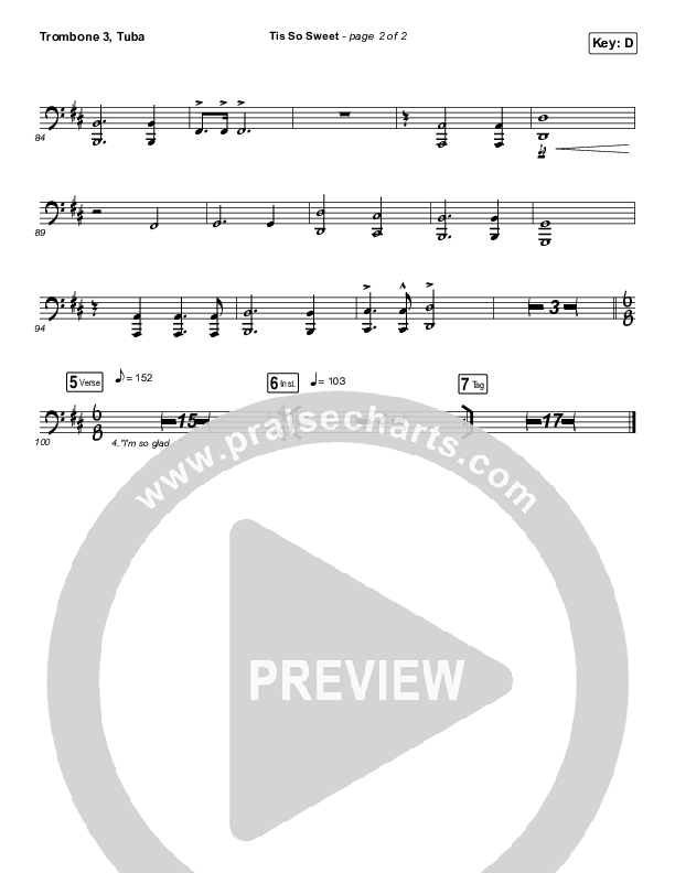 Tis So Sweet To Trust In Jesus (Live) Trombone 3/Tuba (Shane & Shane)