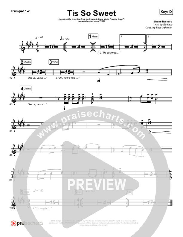 Tis So Sweet To Trust In Jesus (Live) Brass Pack (Shane & Shane)