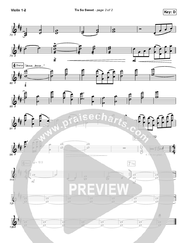 Tis So Sweet To Trust In Jesus (Live) Violin 1/2 (Shane & Shane)