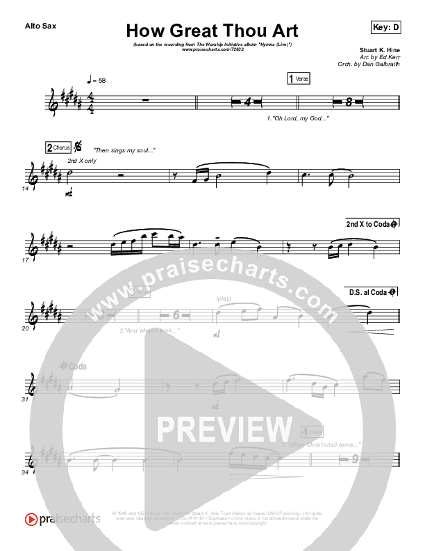 How Great Thou Art (Live) Alto Sax (Shane & Shane)