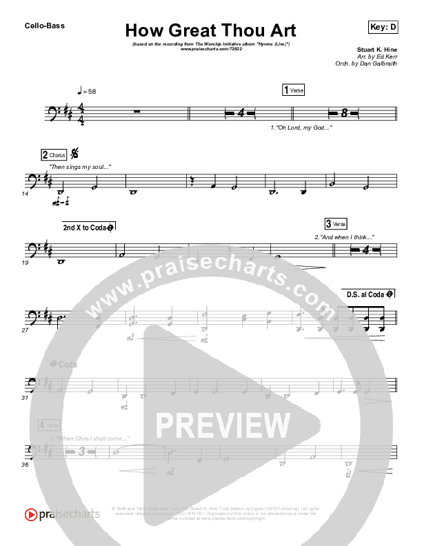 How Great Thou Art (Live) Cello/Bass (Shane & Shane)