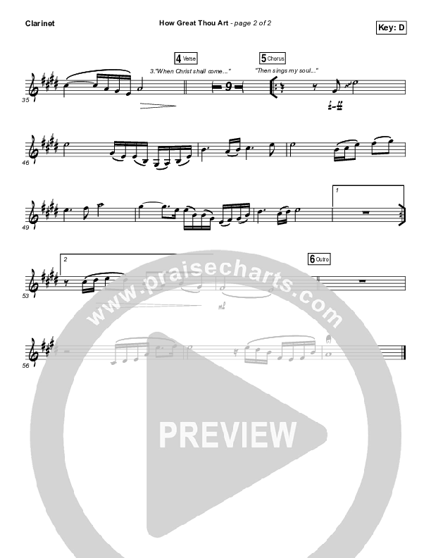 How Great Thou Art (Live) Clarinet (Shane & Shane)