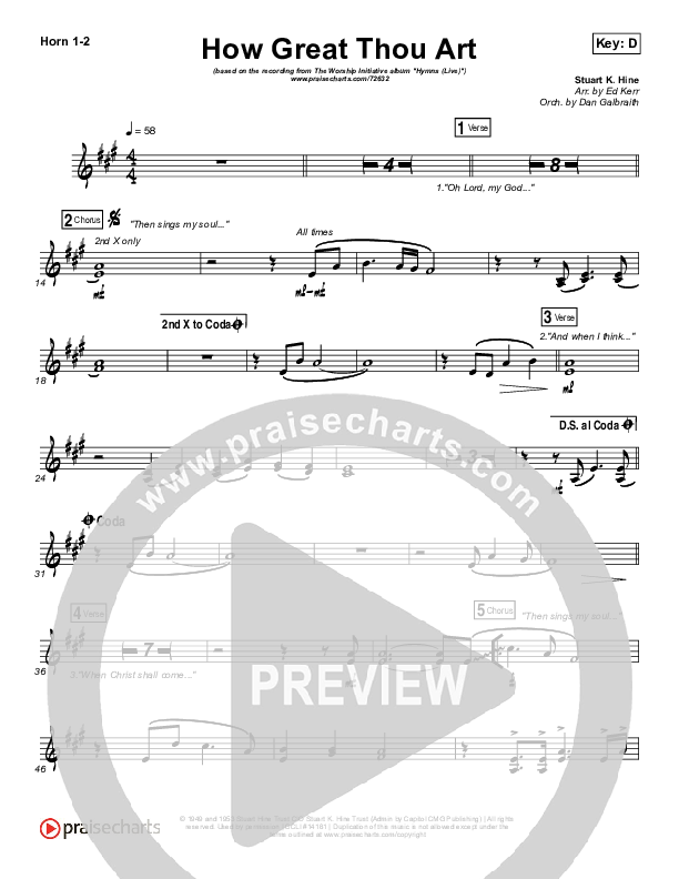 How Great Thou Art (Live) French Horn 1/2 (Shane & Shane)