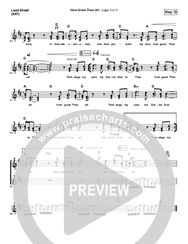 How Great Thou Art (Live) Lead Sheet (SAT) (Shane & Shane)