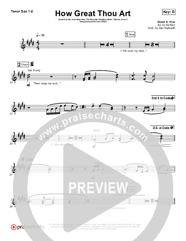 How Great Thou Art (Live) Tenor Sax 1/2 (Shane & Shane)