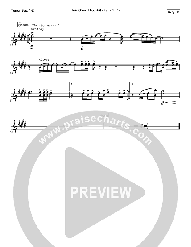 How Great Thou Art (Live) Tenor Sax 1/2 (Shane & Shane)