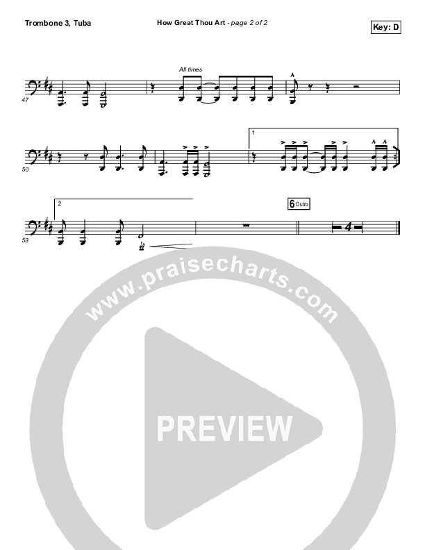 How Great Thou Art (Live) Trombone 3/Tuba (Shane & Shane)