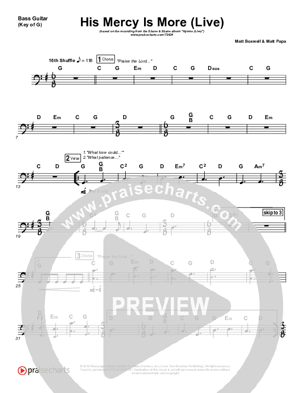 His Mercy Is More (Live) Bass Guitar (Shane & Shane)