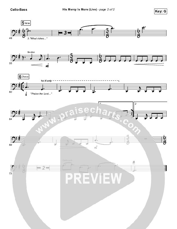 His Mercy Is More (Live) Cello/Bass (Shane & Shane)