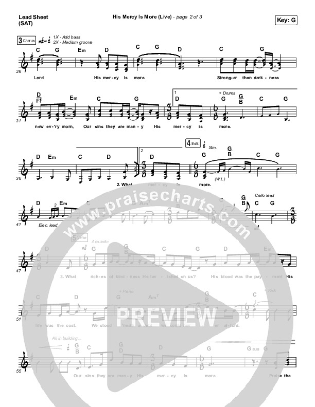 His Mercy Is More (Live) Lead Sheet (SAT) (Shane & Shane)