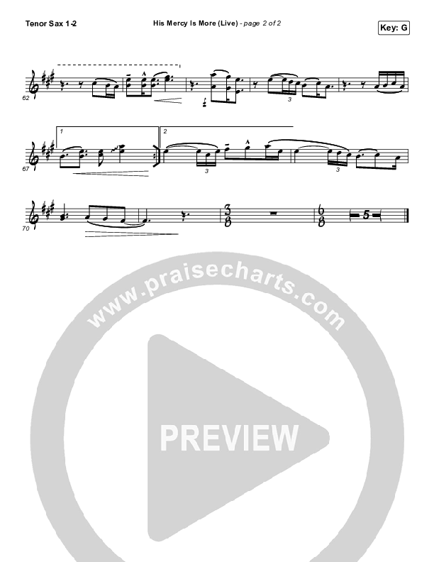 His Mercy Is More (Live) Tenor Sax 1/2 (Shane & Shane)