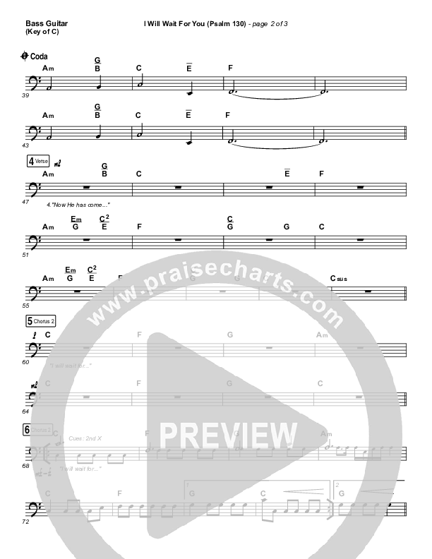 I Will Wait For You (Psalm 130) (Live) Bass Guitar (Shane & Shane)