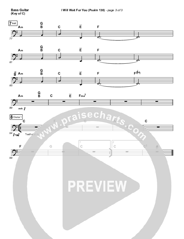 I Will Wait For You (Psalm 130) (Live) Bass Guitar (Shane & Shane)