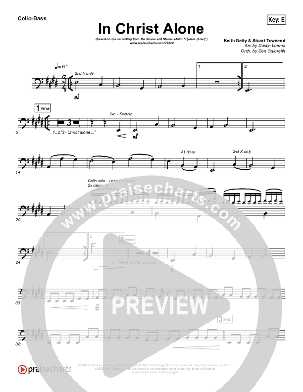 In Christ Alone (Live) Cello/Bass (Shane & Shane)