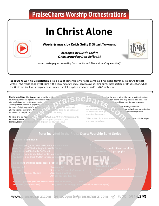 In Christ Alone (Live) Cover Sheet (Shane & Shane)