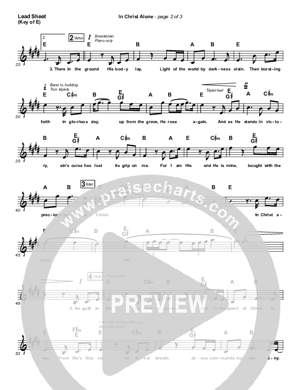 In Christ Alone (Live) Lead Sheet (Melody) (Shane & Shane)