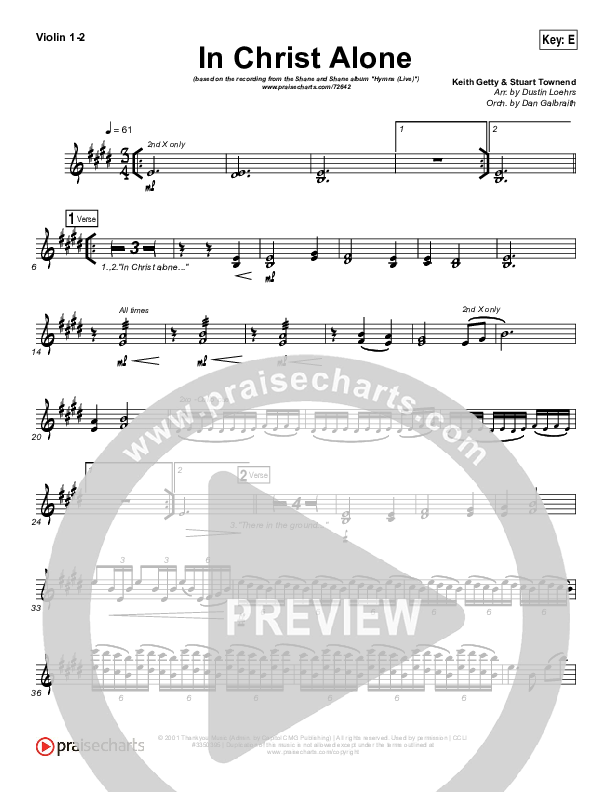 In Christ Alone (Live) Violin 1/2 (Shane & Shane)