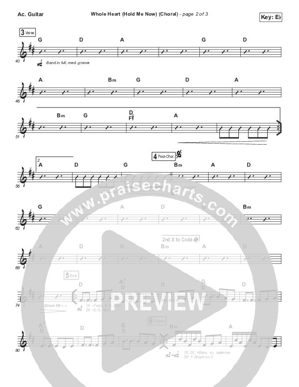 Whole Heart (Hold Me Now) (Choral Anthem SATB) Acoustic Guitar (Hillsong UNITED / Arr. Luke Gambill)