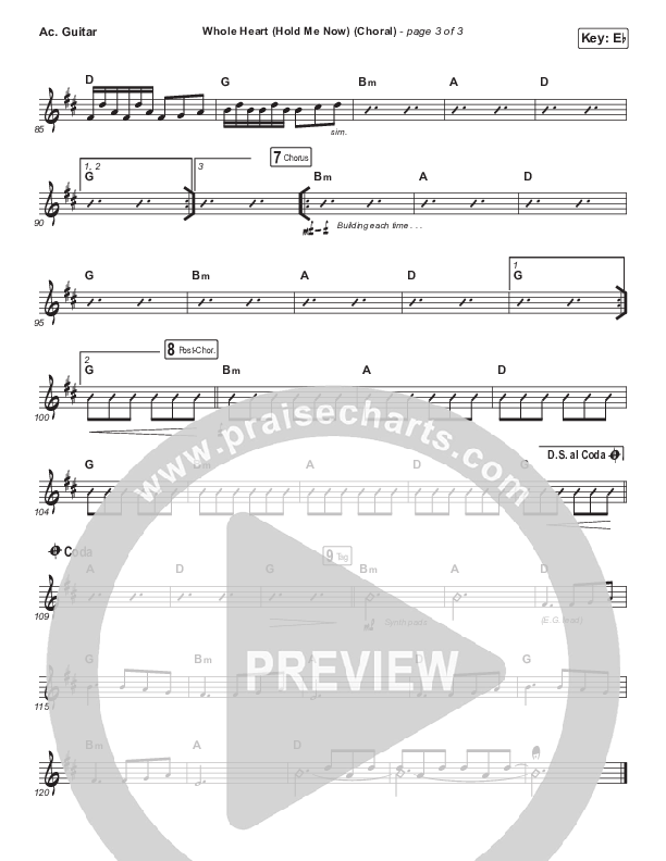 Whole Heart (Hold Me Now) (Choral Anthem SATB) Acoustic Guitar (Hillsong UNITED / Arr. Luke Gambill)