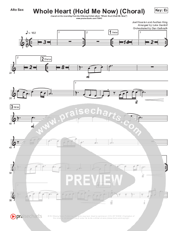 Whole Heart (Hold Me Now) (Choral Anthem SATB) Alto Sax (Hillsong UNITED / Arr. Luke Gambill)