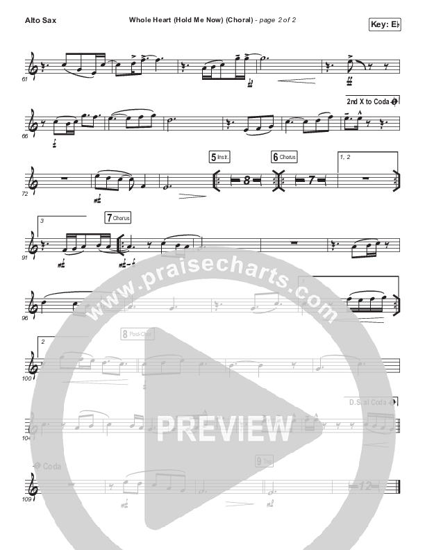 Whole Heart (Hold Me Now) (Choral Anthem SATB) Alto Sax (Hillsong UNITED / Arr. Luke Gambill)