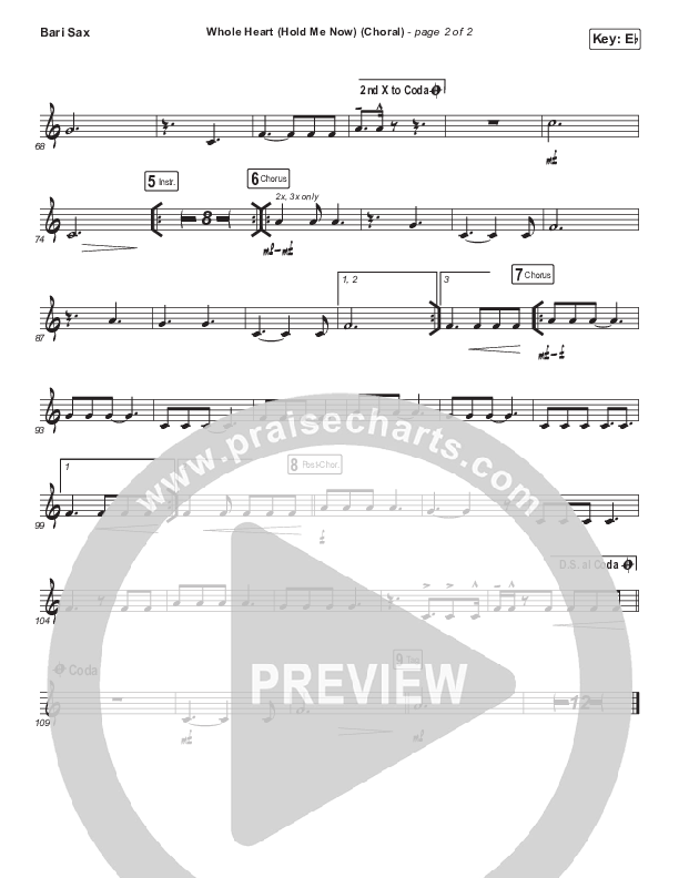 Whole Heart (Hold Me Now) (Choral Anthem SATB) Bari Sax (Hillsong UNITED / Arr. Luke Gambill)