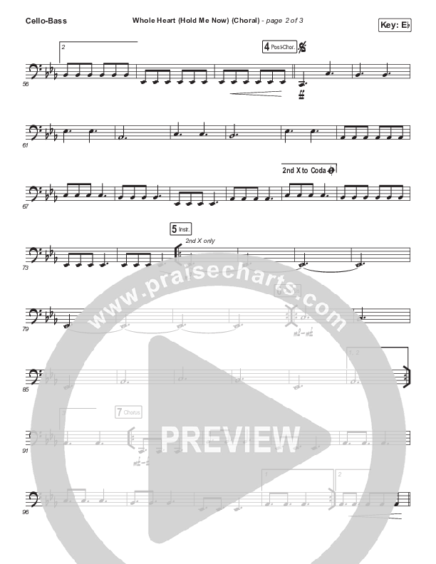 Whole Heart (Hold Me Now) (Choral Anthem SATB) Cello/Bass (Hillsong UNITED / Arr. Luke Gambill)