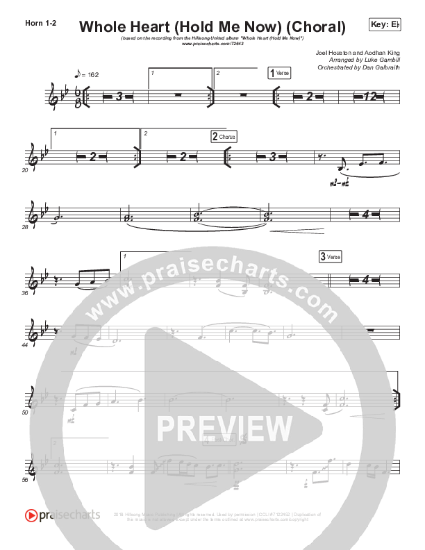 Whole Heart (Hold Me Now) (Choral Anthem SATB) French Horn 1/2 (Hillsong UNITED / Arr. Luke Gambill)