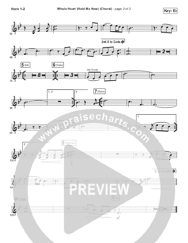 Whole Heart (Hold Me Now) (Choral Anthem SATB) French Horn 1/2 (Hillsong UNITED / Arr. Luke Gambill)